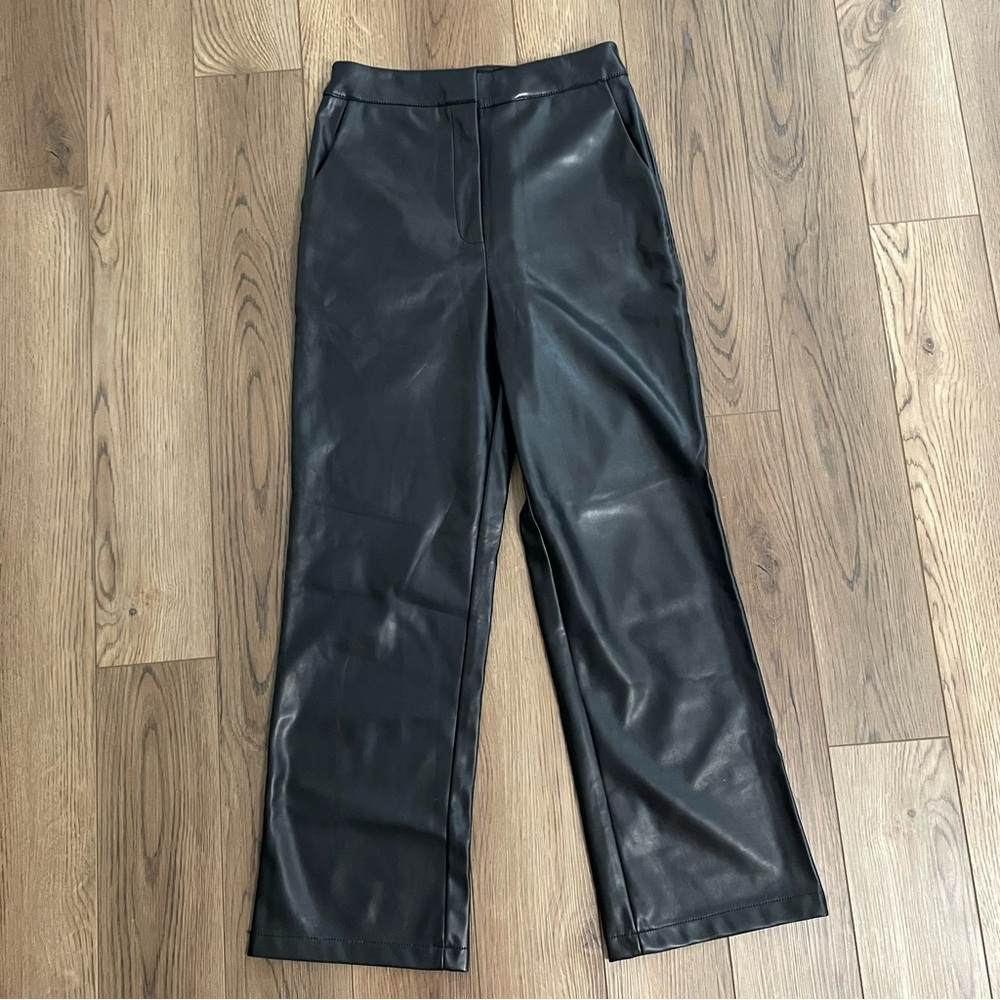 Asos Design Faux Leather Wide Leg Pants Black